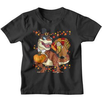 Thanksgiving T Rex Dinosaur Dabbing Turkey Boy Youth T-shirt - Thegiftio UK