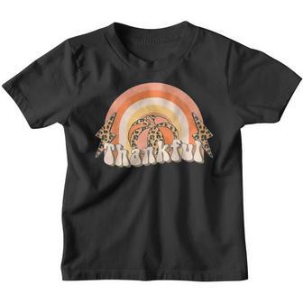 Thanksgiving Thankful Pumpkin Rainbow Leopard Women Girls Youth T-shirt - Thegiftio UK