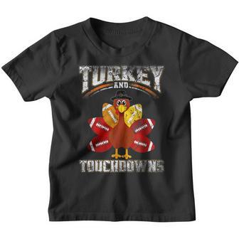 Thanksgiving Turkey And Touchdowns Football Kids Youth T-shirt - Thegiftio UK