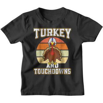 Thanksgiving Turkey And Touchdowns Football Women Kids Youth T-shirt - Thegiftio UK