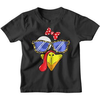 Thanksgiving Turkey Face Leopard Print Glasses Women Girls Youth T-shirt - Thegiftio UK