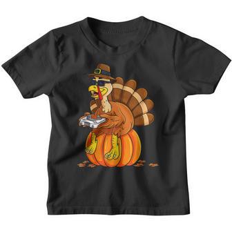 Thanksgiving Turkey Gamer Pumpkin Boys Kids Ns Gaming V7 Youth T-shirt - Thegiftio UK