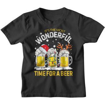 The Most Wonderful Time For A Beer Santa Reindeer Christmas Youth T-shirt - Thegiftio UK