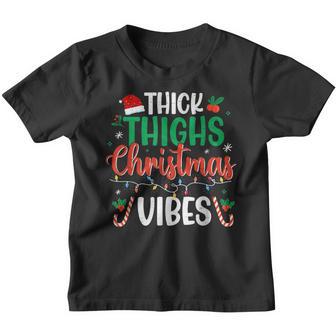 Thick Thighs Christmas Vibes Funny Christmas Youth T-shirt - Thegiftio UK