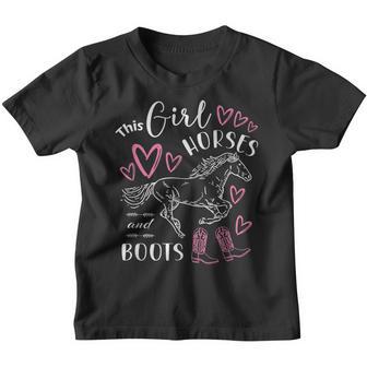 This Girl Loves Horses And Boots Cowgirl Riding Lover Youth T-shirt - Thegiftio UK