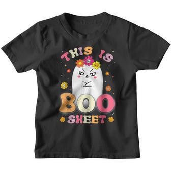 This Is Boo Sheet Retro Halloween Groovy Cute Ghost Spooky Youth T-shirt - Thegiftio UK
