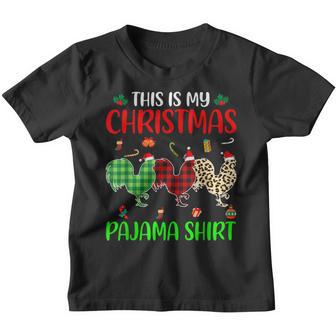 This Is My Christmas Pajama Chicken Lover Tree Lights Xmas Youth T-shirt - Thegiftio UK