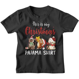 This Is My Christmas Pajama Christmas Cat Youth T-shirt - Thegiftio UK