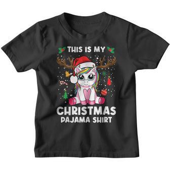 This Is My Christmas Pajama Girls Unicorn Christmas Youth T-shirt - Thegiftio UK