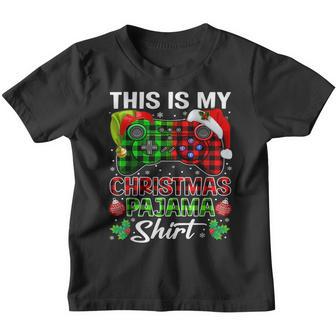 This Is My Christmas Pajama Plaid Gamer Video Game Boy Men Youth T-shirt - Thegiftio UK