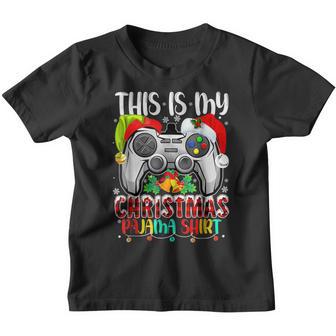 This Is My Christmas Pajama Santa Elf Video Game Controllers Youth T-shirt - Thegiftio UK