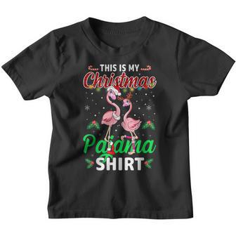 This Is My Christmas Pajama Santa Flamingo Lovers Girls Xmas Youth T-shirt - Thegiftio UK