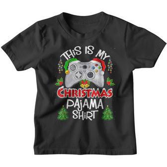 This Is My Christmas Pajama Santa Hat Gamer Video Game Games Youth T-shirt - Thegiftio UK