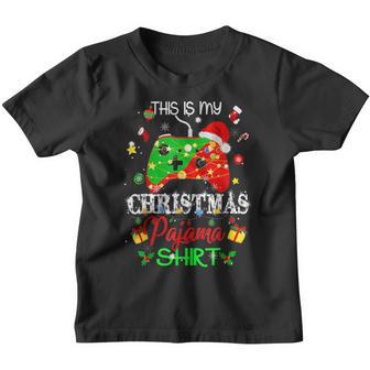 This Is My Christmas Pajama Santa Hat Gamer Video Game Games Youth T-shirt - Thegiftio UK