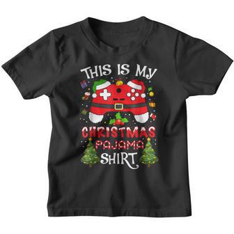 This Is My Christmas Pajama Santa Hat Gamer Video Game Games Youth T-shirt - Thegiftio UK