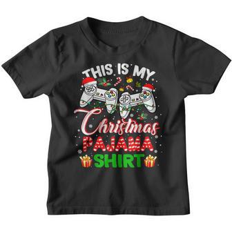 This Is My Christmas Pajama Santa Hat Gamer Video Game Youth T-shirt - Thegiftio UK
