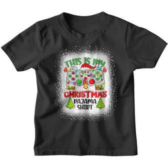 This Is My Christmas Pajama Santa Hat Gamer Video Game Youth T-shirt - Thegiftio UK