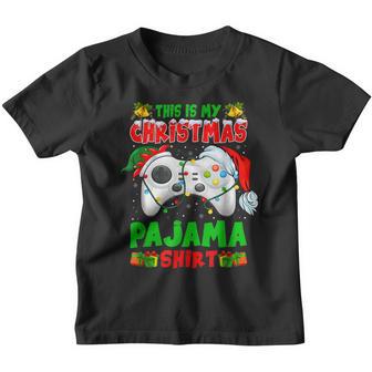 This Is My Christmas Pajama Santa Hat Gamer Video Game Youth T-shirt - Thegiftio UK