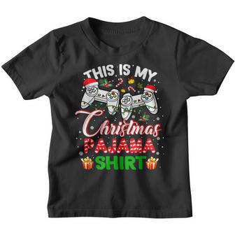 This Is My Christmas Pajama Santa Hat Gamer Video Game Youth T-shirt - Thegiftio UK