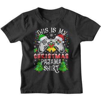 This Is My Christmas Pajama Santa Hat Gamer Video Games Youth T-shirt - Thegiftio UK