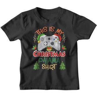 This Is My Christmas Pajama Santa Hat Xmas Gamer Video Game Youth T-shirt - Thegiftio UK