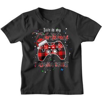 This Is My Christmas Pajama Video Game Santa Hat Gamer Xmas Youth T-shirt - Thegiftio UK
