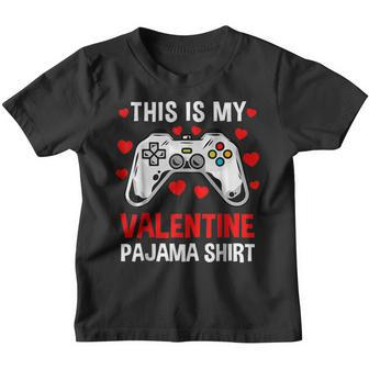 This Is My Valentine Pajama Gamer Heart Controller Youth T-shirt - Seseable