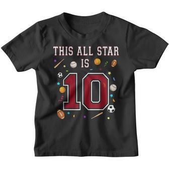 This Star Is 10 Years Old For Boy Kids Birthday Sport Party Youth T-shirt - Thegiftio UK
