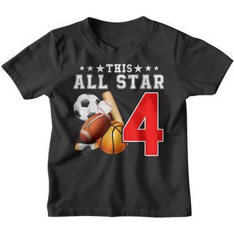 This Star Is 4 Years Old For Boy Kids Birthday Sport Party Youth T-shirt - Thegiftio UK