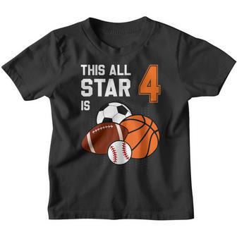 This Star Is 4 Years Old For Boy Kids Birthday Sport Party Youth T-shirt - Thegiftio UK