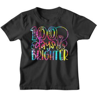 Tie Dye 100 Days Brighter Student Happy 100Th Day Of School V2 Youth T-shirt - Thegiftio UK