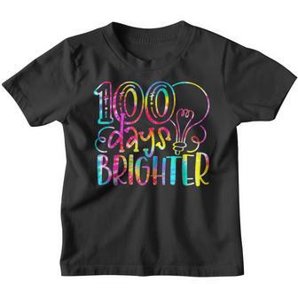 Tie Dye 100 Days Brighter Student Happy 100Th Day Of School V3 Youth T-shirt - Thegiftio UK