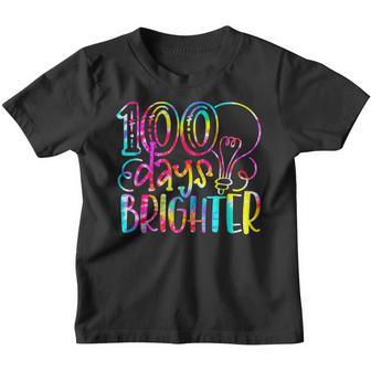 Tie Dye 100 Days Brighter Student Happy 100Th Day Of School V4 Youth T-shirt - Thegiftio UK