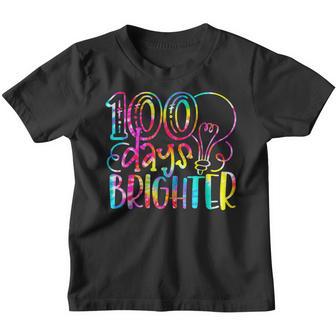 Tie Dye 100 Days Brighter Student Happy 100Th Day Of School Youth T-shirt - Thegiftio UK