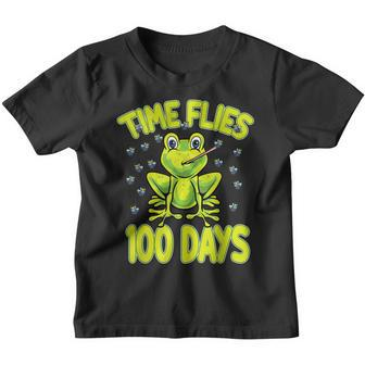 Time Flies Frog 100 Days Of School 100Th Day Student Teacher Youth T-shirt - Thegiftio UK