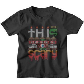 Tis The Scary Season Xcool Giftmas Halloween Ugly Christmas Sweater Gift Youth T-shirt - Monsterry