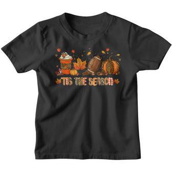 Tis The Season Leopard Pumpkin Football Halloween Fall Youth T-shirt - Thegiftio UK