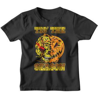 Tis The Season Softball Player Halloween Pumpkin Skeleton Youth T-shirt - Thegiftio UK