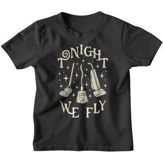 Tonight We Fly Witch Brooms Fall Graphic Vintage Halloween V2 Youth T-shirt - Thegiftio UK