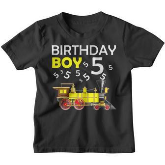 Train 5Th Birthday Boy Train 5 Year Old For Kids Toddler V2 Youth T-shirt - Thegiftio UK