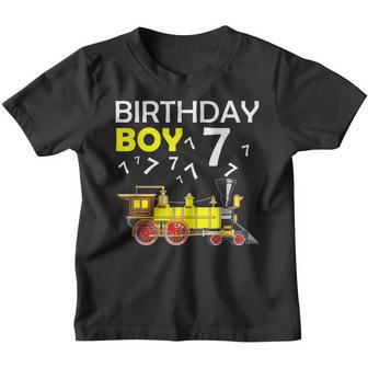 Train 7Th Birthday Boy Train 7 Year Old For Kids Toddler Youth T-shirt - Thegiftio UK