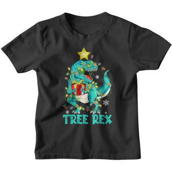 Tree Rex Dinosaur Christmas Costume Xmas Tree Light Boys V2 Youth T-shirt - Thegiftio UK