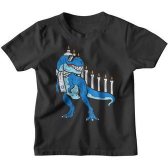 Trex Dinosaur Menorah Hanukkah Chanukah Jewish Boys Kids V2 Youth T-shirt - Thegiftio UK