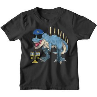 Trex Dinosaur Menorah Hanukkah Chanukah Jewish Boys Kids Youth T-shirt - Thegiftio UK