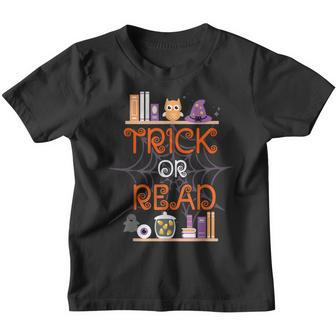 Trick Or Read Book Lover Librarian Halloween Youth T-shirt - Thegiftio UK