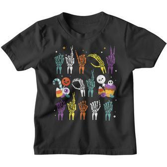 Trick Or Treat Asl Hands American Sign Language Halloween Youth T-shirt - Thegiftio UK