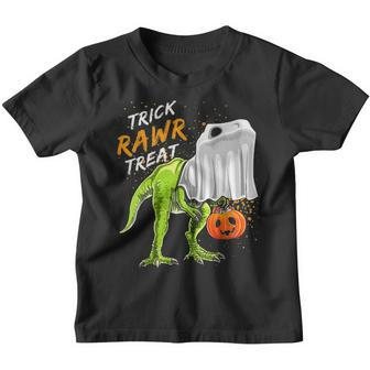 Trick Rawr Treat Halloween T Rex Dinosaur Ghost Gift Boys Youth T-shirt - Seseable
