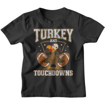 Turkey And Touchdowns Football Thanksgiving Men Women Kids Youth T-shirt - Thegiftio UK