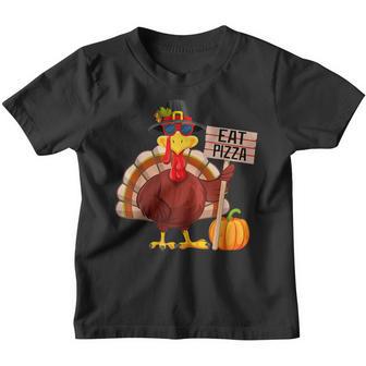 Turkey Eat Pizza Vegan Kids Funny Thanksgiving Day Women Men V2 Youth T-shirt - Thegiftio UK
