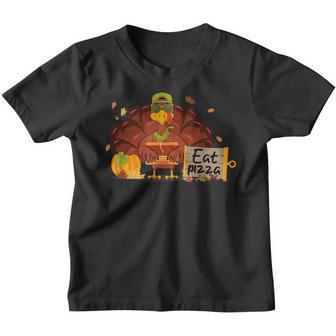 Turkey Eat Pizza Vegan Kids Funny Thanksgiving Day Women Men Youth T-shirt - Thegiftio UK